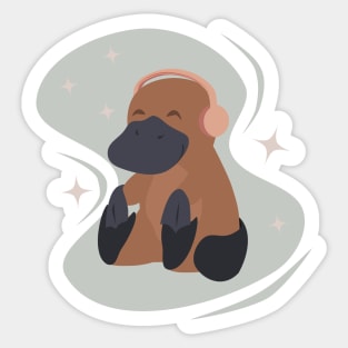 Music and Platypus - Cute platypus with headphones Sticker